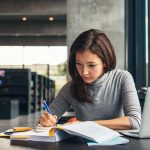 Female student studying