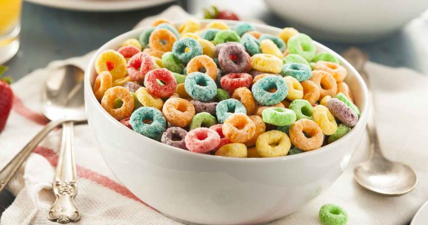 Bowl of Fruit Loops cereal