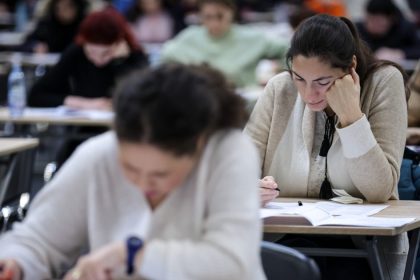 University students taking test