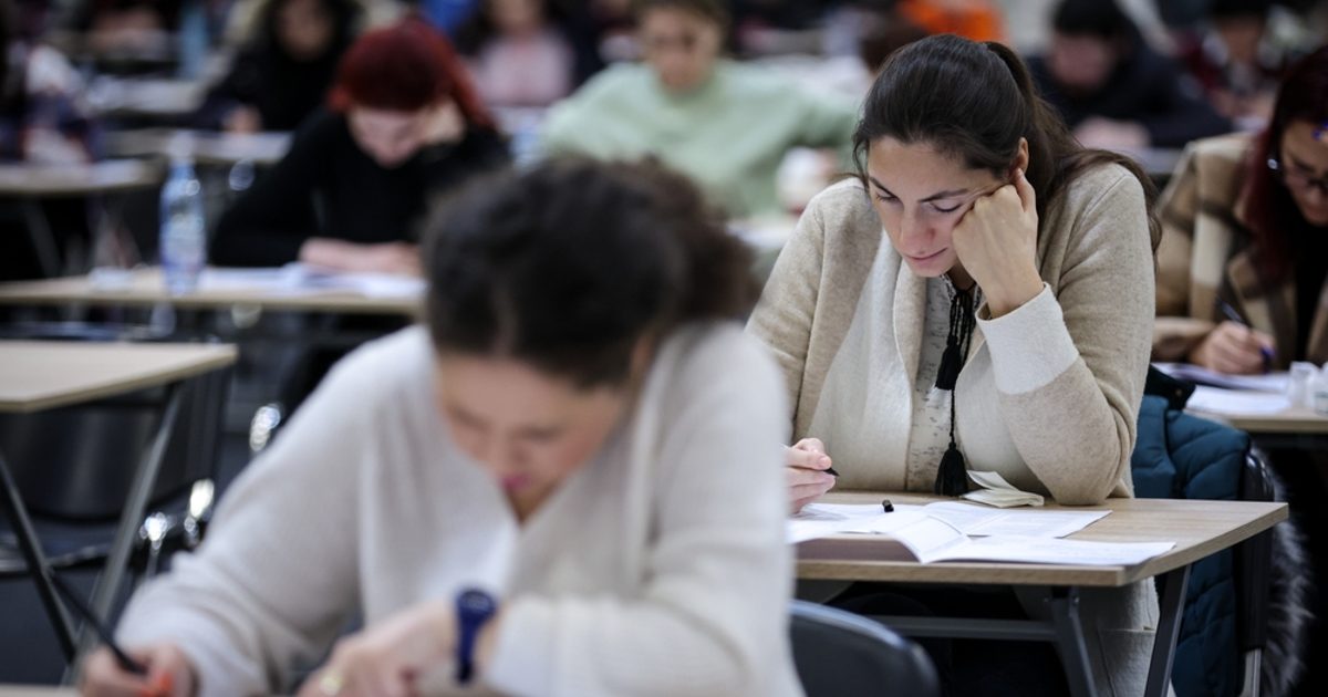 University students taking test